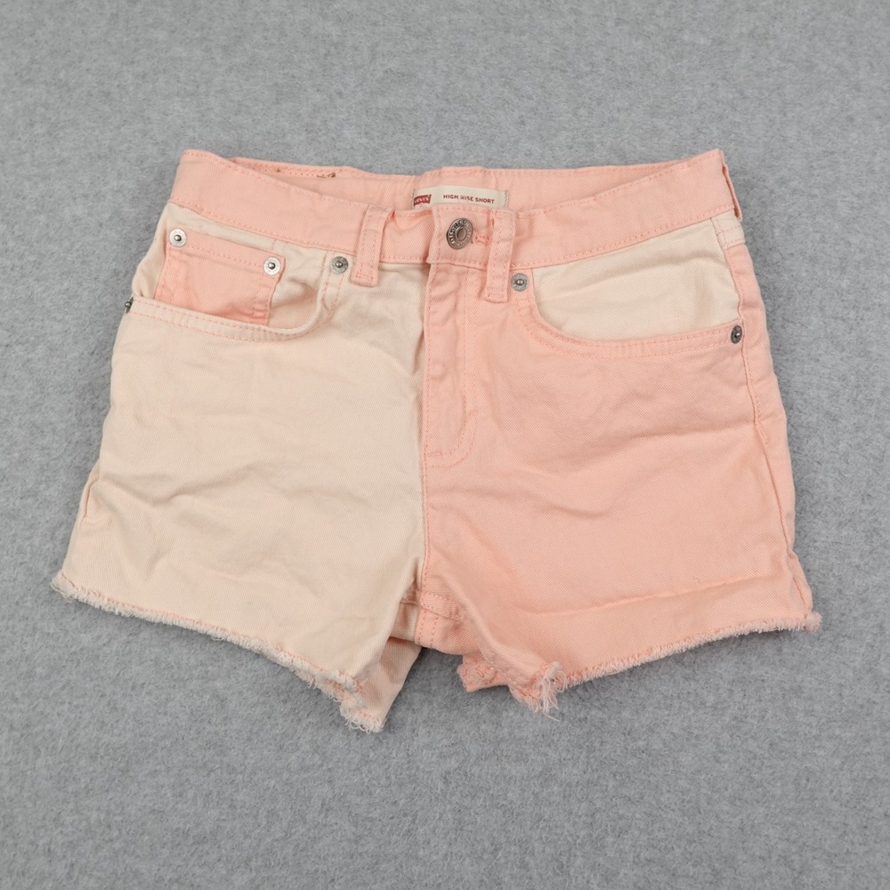 Levis High Rise Shorts Girls 12 Reg Pink Denim Two Tone Colorblock Casual Cute